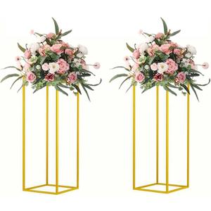 23.6inch 2 pcs Column Vases Gold Centerpieces for Table Metal Flower Stand Gold Wedding Centerpieces for Tables Party Floral Stands for Flowers