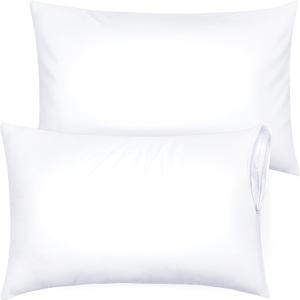 Ultra Soft Pillow Protectors with Zipper Queen Size - Set of 2 Breathable Pillow Covers - 100% Protection Against Stains, Dust & Dirt - Machine Washable (White)