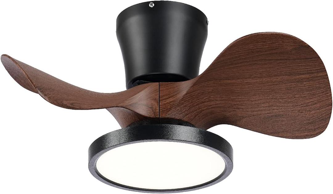 ocioc Quiet Ceiling Fan with LED Light 22 inch Large Air Volume Remote Control for Kitchen Bedroom Dining Room Patio (Walnut)