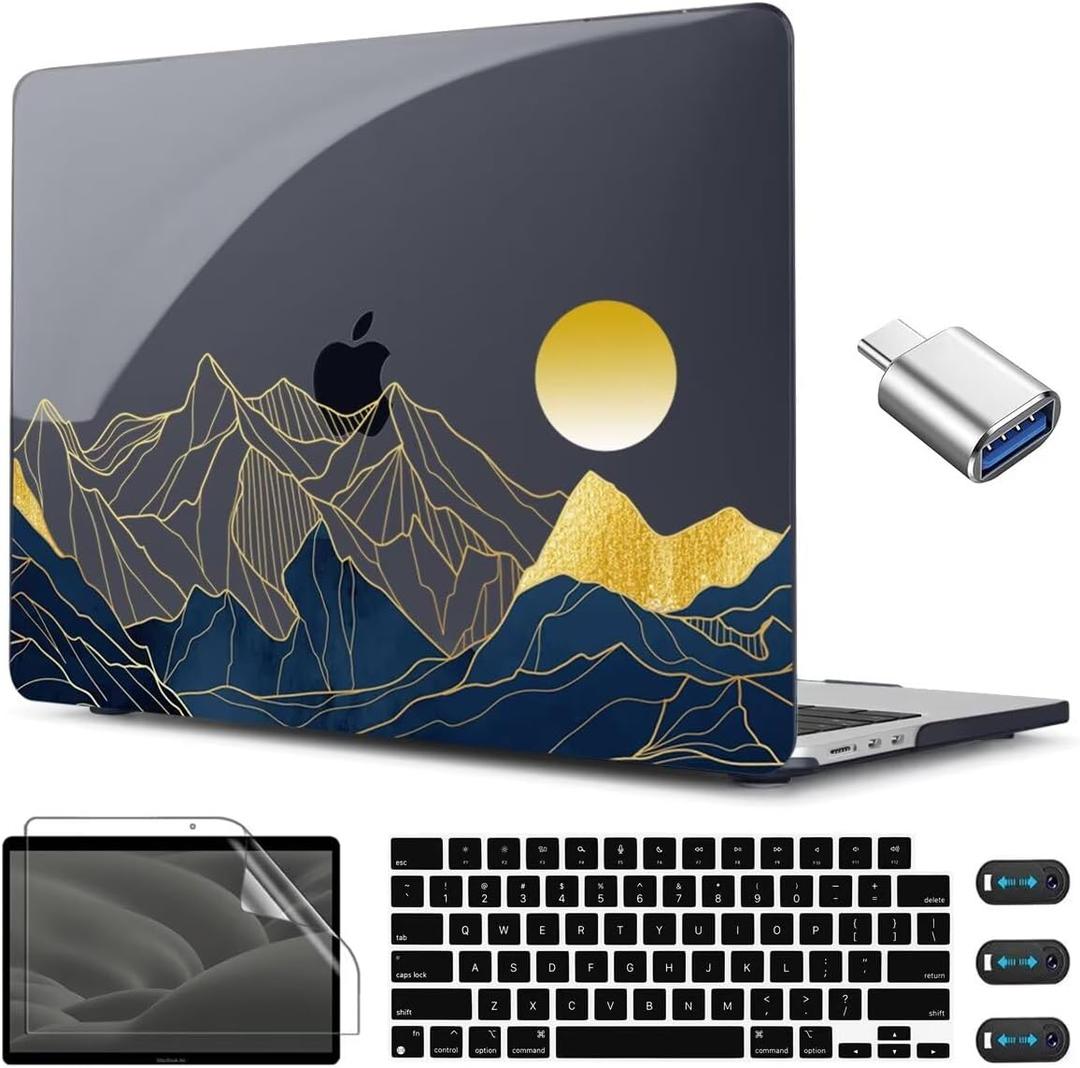 CISSOOK Compatible with MacBook Air 13.6 Inch Case A3240 A3113 A2681, Laptop Hard Shell Mountain Sunshine Cover with Keyboard Cover for MacBook Air 13 M2 M3 M4 Release 2022 2024 2025 2026
