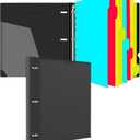 INFUN 1 Inch Telescoping 3 Ring Binder with 8-Tab Dividers, 30 Sheet Protectors and Labels  Compact Binder for Recipes, Documents and Notes, Includes 30 Recipe Cards  Black