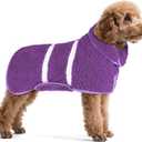 Dog Bathrobe Super Absorbent Dog Towels Large Quick Drying Robes for After Bath Soft Adjustable Warm Keeping Dogs Towel(S-XXL) (Purple)
