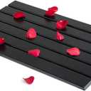 GOBAM Bamboo Bath Mat, Large, 26 x 15.8 x 1.3 inch - Non-Slip Floor Mat for Bathroom, Spa, Sauna, Kitchen, Indoor & Outdoor Spaces, Shower Mat for Bathroom Decor - (Black, 26" long)