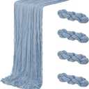 4 Pack Dusty Blue Cheesecloth Table Runner 20 x 120 inch Gauze Table Runners 10 FT Long,Semi Sheer Boho Cheese Cloth Fabric Table Runner Bulk for Wedding,Party,Baby Shower,Bridal Shower Decoration