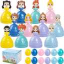 12Pcs Prefilled Easter Eggs Easter Princess Toys Theme Party Favor Basket Stuffers Filler Perfect for Easter Egg Hunt