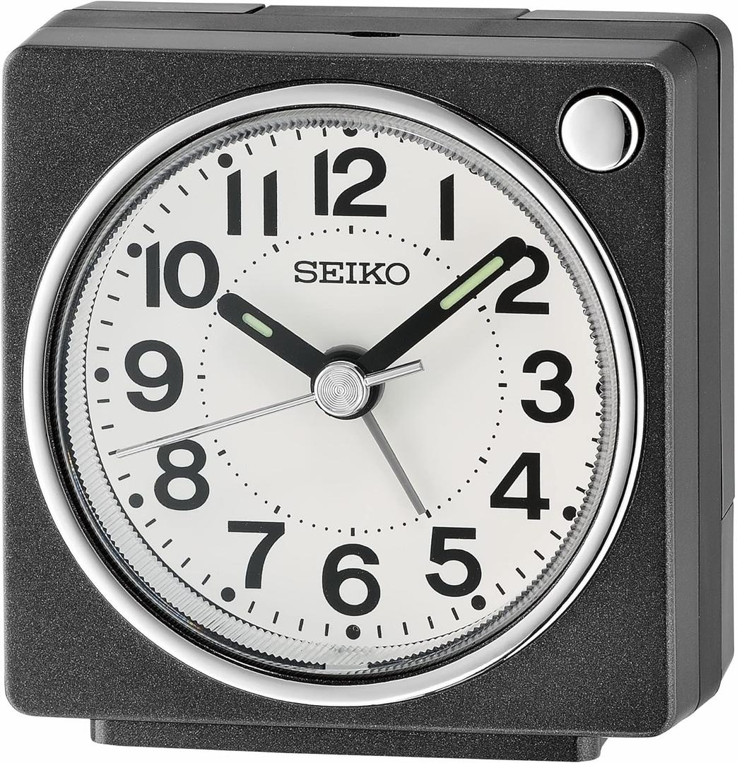 Seiko Fuji Dark Bedroom Alarm Clock, Metallic Black