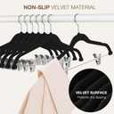 Korpai 36-Pack Black Velvet Hangers with Clips Adjustable,Adult Hangers,Outfit Hanger,Heavy-Duty,Felt,Non-Slip,Space Saving, for Pants, Skirts, Suits,Coats, Dresses ect.