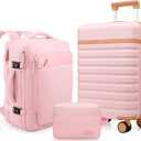 UKEIN Luggage Sets 3 Piece, Carry On Luggage 20In With Spinner Wheels,PC Hardside Suitcase Set with TSA Lock,Durable Carry On Suitcase With Travel Backpack for Men (Pink, 3 piece set (20inch))