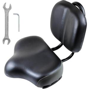 Oversized Bike Seat with Backrest Extra Comfort Wide Bicycle Saddle Replacement with Soft Memory Foam Waterproof PU Cushion Universal for Tricycle Mountain Commuter Electric Bike