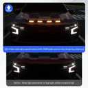 Hood Protector with LED Light Compatible with 2019-2024 Chevy Silverado 1500 ZR2 Hood Deflector Glossy Black Three Section Lightshield Replacement for 2019-2024 Chevy Silverado Accessories