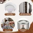 Suclain Stainless Steel Coffee Grounds Canisters with Shelf 2 x 50oz Sugar Coffee Bean Storage Container with Airtight Threaded Lid Glass Window Scoop Kitchen Jar Set for Bar Creamer Nut Tea