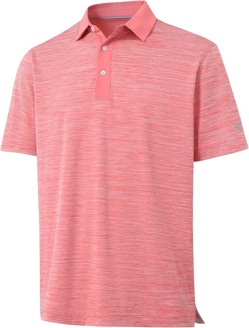 M MAELREG Golf Shirts for Men Dry Fit Short Sleeve Casual Performance Moisture Wicking Heather Pique Collared Polo Shirts (L)