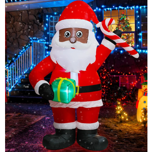 Trystway 6FT Inflatable Christmas Black Santa Claus with Gift Box and Candy Decoration Blow Up Builtin LED for Holiday Lawn Yard Garden Home Indoor Outdoor Party