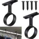 LEIFIDE 2 Pcs 1 5/16 Inch Diameter Round Wardrobe Closet Rod Suspended Center Support with Installation Screws Curtain Closet Rod Ceiling Mount Bracket for Home Wardrobe (Black)