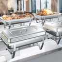 Chafing Dishes for Buffet, 4 Pack 8QT Chafers and Buffet Warmers Sets for Parties, Catering, Weddings, Christmas, Events Serving, Silver