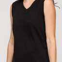 Real Essentials 5 Pack: Women's 100% Cotton V-Neck Sleeveless Tank Top Basic Ladies Casual Shirts (L)