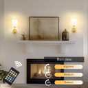 Battery Operated Wall Sconce Set of Two,Wireless Rechargeable Wall Light With Remote Control, Dimmable, 1800K/3000K/4000K/6000K/RGB, Timer, for Living Room, Bedroom, Fireplace, TV, 13.5 Inch, Gold
