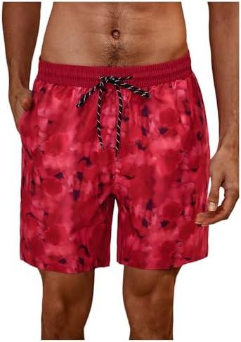 BEAUDRM Men's Swim Trunks Tie Dye Hawaiian Beach Swim Shorts Drawstring Waist Board Shorts S