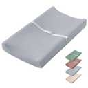 Blissful Diary Muslin Baby Changing Pad with Waterproof Lining Foam, Diaper Changing Table Pad with Cover for Dressers (Gray, Rectangular)