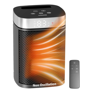 Small Portable Space Heater for Indoor Use  VOCRS 1500W PTC Electric Heater with Thermostat, Remote Control, 12H Timer, Eco and Fan Mode, Rapid and Safe Heating for Bedroom, Office