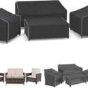 Gasadar 4-Piece Patio Furniture Covers Set, Waterproof Outdoor Furniture Set Covers for Outdoor Loveseat, Chair and Coffee Table, Heavy Dut 600D, Black