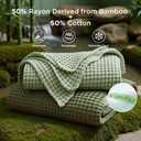 Bedsure Cooling Cotton Waffle King Size Blanket - Lightweight Breathable Blanket of Rayon Derived from Bamboo for Hot Sleepers, Luxury Throws for Bed, Couch and Sofa, Olive Green, 104x90 Inches