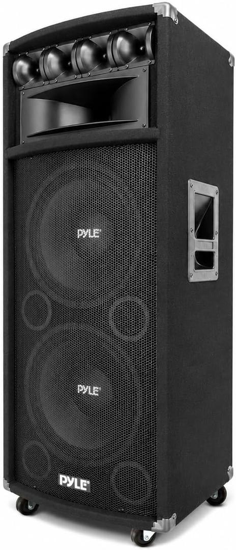 Portable Cabinet PA Speaker System - 1600 Watt Outdoor Sound System Vehicle Stereo Speakers w/Dual 12" Woofers, 3.4" Piezo Tweeters, 5"x12" Super Horn Midrange, Crossover Network - PylePro PADH212