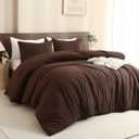 Brown Comforter King Size, Neutral 3 Pieces Comforter Set, Lightweight Solid Bedding Set, All Seasons Soft Fluffy King Comforter Set (104x90In Comforter & 2 Pillowcases)