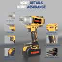 Cordless Impact Wrench, 800N.m / 590Ft-lbs 1/2" Brushless Impact Gun, 21V High Torque Power Impact Driver, 2x4.0Ah Batteries, Electric Impact Wrench for Car/Lawn Mower