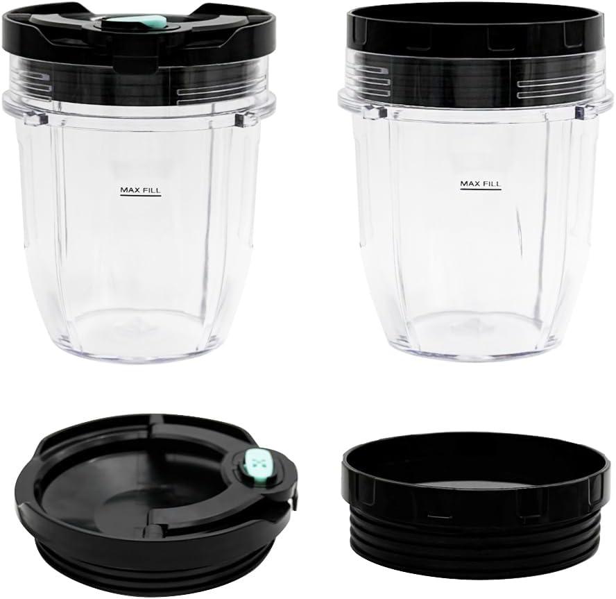 2 Packs 12oz cups with sealing lids and steam-release button lids, Compatible with Nutri Ninja Pro Series and Nutri Ninja Auto-IQ Blender CT640C,CT680,CT682SP,BL450,BL484,BL486CO,BL480