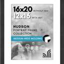 Americanflat 16x20 Picture Frame with Polished Plexiglass - Use as 12x16 Frame with Mat or Display 16x20 Photo Without Mat - Hudson Collection - Wide Picture Frames for Wall Display - Black