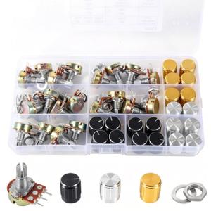 80pcs WH148 Potentiometer Kit, Single Linear B Type Rotary Taper Potentiometer with Aluminum Knobs & Washers & Nuts, B5K B10K B20K B50K B100K Ohm for Audio Volume Control, Guitar, Amplifier, DIY