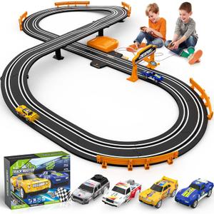 Slot Car Race Track Sets for Boys, Race Car Track with 2 High-Speed Slot Cars, Battery or Electric Car Track, Dual Racing Game Lap Counter Track Sets, Toys Gifts for Boys Girls Ages 4 5 6 7 8-12 (11FT)