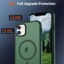SUPFINE Magnetic for iPhone 12 Mini Case & iPhone 13 Mini Case (Compatible with MagSafe) (Military Grade Drop Protection) Slim Translucent Matte Shockproof Phone Cover,Forest Green