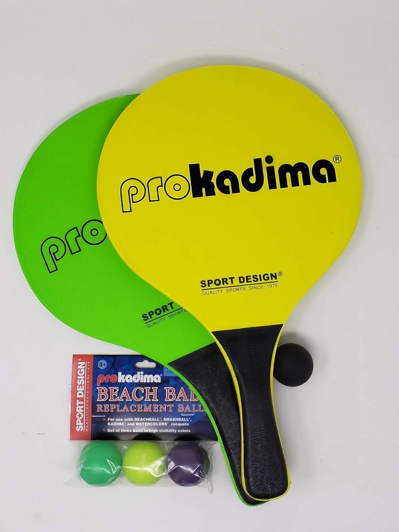 Paddle Raquet Ball Set-Solid Colors-Bundle Pack (4balls Included) (Green/Yellow)