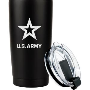 Military Gift Shop 20oz US Army Tumbler, Double-Walled Insulated Steel USA Coffee Mug with Lid-Army 20oz Tumbler