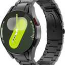 MoKo Metal Band Compatible with Samsung Galaxy Watch 7 FE 6 5 4 Band 40mm 44mm/Watch 5 Pro Band 45mm/Watch 6 Classic Band 43mm 47mm/4 Classic 42mm 46mm, No Gap Stainless Steel Band for Men, Black