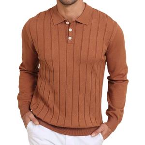 Lexiart Men's Knit Sweater Long Sleeve Textured Warm Casual (Brown, XXL)