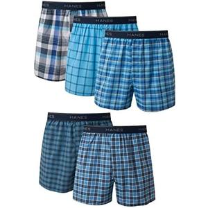 Hanes Men's Tagless Boxer Underwear, Exposed Waistband, 5 Pack Size XL