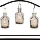 Deco 79 Metal Indoor Outdoor Candle Lantern Hanging Bottle Decorative Lantern Candle Holder, Lantern 24" x 5" x 12", Black