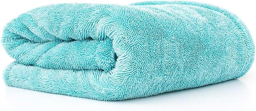 The Rag Company, The Liquid8r, Absorbent 70/30 Blend Microfiber Drying Towel for Cars, Trucks, and SUVs, Safe for Detailing, Scratch-Free, Twist Loop, 1100 GSM, 25x36 Inches, Aqua Blue