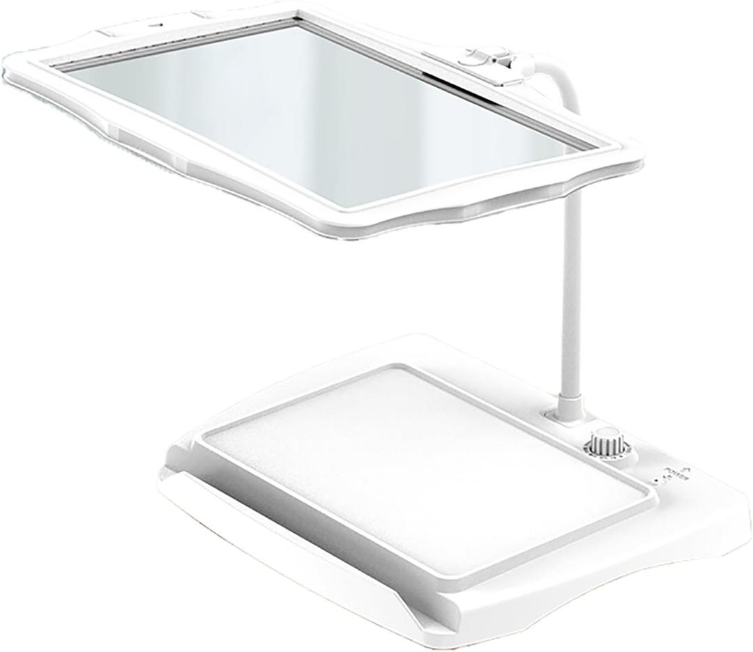 Desktop Low Vision Digital Magnifier, HD Display Electronic Reading Aid, 4X Zoom, Touch Dimming, Rechargeable Design, for Reading, Writing, Viewing Maps(White)