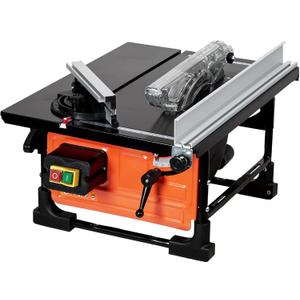 Table Saw for Jobsite, 8-inch 6.7-Amp Copper Motor, Cutting Speed up to 3576RPM, 24T Blade, Compact Portable Table Saw Kit with Sliding Miter Gauge DIY Woodworking and Furniture Making, Orange