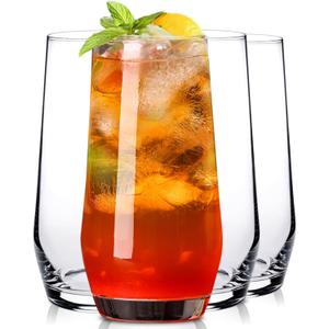 Highball Glasses Set of 4,Tall Drinking Glasses 18oz,Clear Cocktail Glass Cup Water Glasses Mojito Glassware for Juice,Beverage,Restaurant