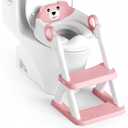 Potty Training Seat, Upgrade Toddler Toilet Seat for Kids Boys Girls, 2 in 1 Potty Training Toilet, Splash Guard Anti-Slip Pad Step Stool (Pink)