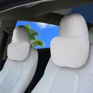 2 Pack Car Headrest Neck Pillow Fits for Tesla Model 3 Model Y S X & Cybertruck Accessories,Car Seat Pillow Head Neck Rest Cushion(Upgrade White)