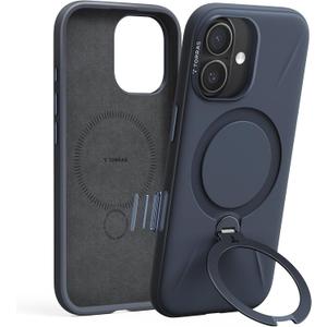 TORRAS Ostand Q3 Silicone for iPhone 17 Case, Fit for MagSafe, 360 Ring Holder Kickstand, Soft Liquid Silicone Cozy Grip, Camera Control, Shockproof Rugged Protective Case for iPhone 17, Midnight