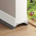 Door Sweep 38" Cuttable, Innovative Double-Layer Design with Brush Under Door Draft Stopper for Bottom of Door, Tool-Free Install Bottom Door Seal, Reusable Door Draft/Noise Blocker, White