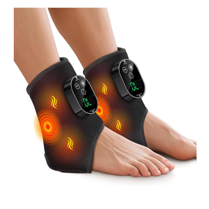 BAISEMAIN 2PCS Cordless Foot Massager for Neuropathy, Foot and Ankle Massager for Pain Relief, 3000mAh Rechargeable Ankle Heating Pad with Massage for Circulation, Black