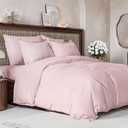 Duvet Cover Full Size Set - Extra Soft Full Size Duvet Cover 80 x 90 with 2 Pillow Shams - Hotel Luxury Easy Care and Fade Free w/Zipper Closures & Ties - Comfy Breathable Bedding Set (Lavender Pink) (33 - Lavender Pink (No Comforter))
